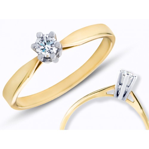 by R&C bicolor gouden ring model  Aumone 14 karaat met 0.35ct briljant geslepen diamant mt18-, certificaat UF2358 - 000048004